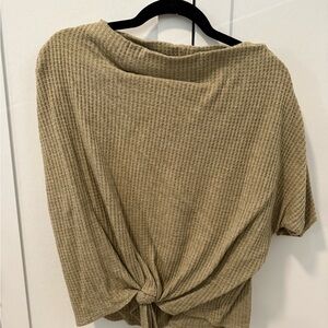 First Love Tan Waffle Knit Short Sleeve Top